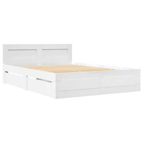 VidaXL vidaXL Bed Frame with Headboard White 120x190 cm Small Double Engineered Wood