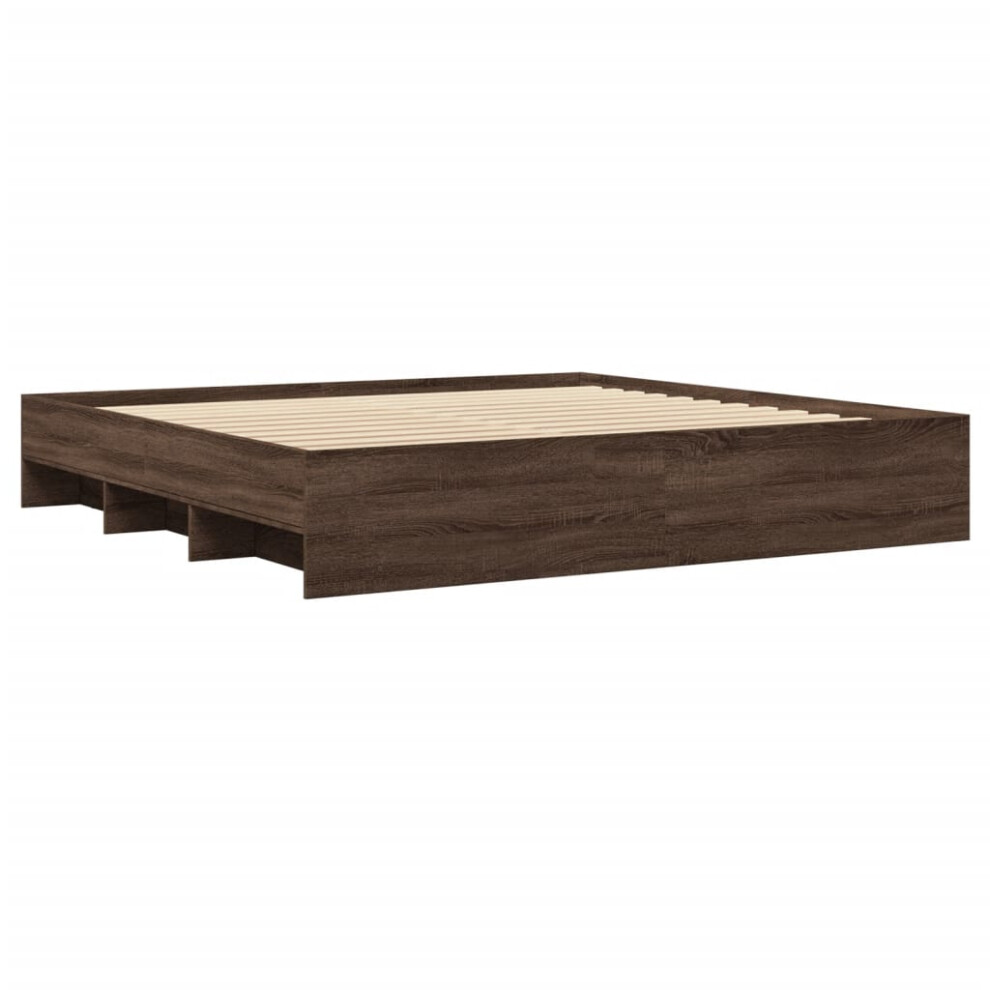 Vidaxl Bed Frame Bed Base Home Bedstead Brown Oak 200X200 Cm Engineered Wood