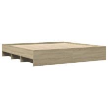 Rama łóżka bez materaca Dąb Sonoma 200x200 cm Drewno klejone