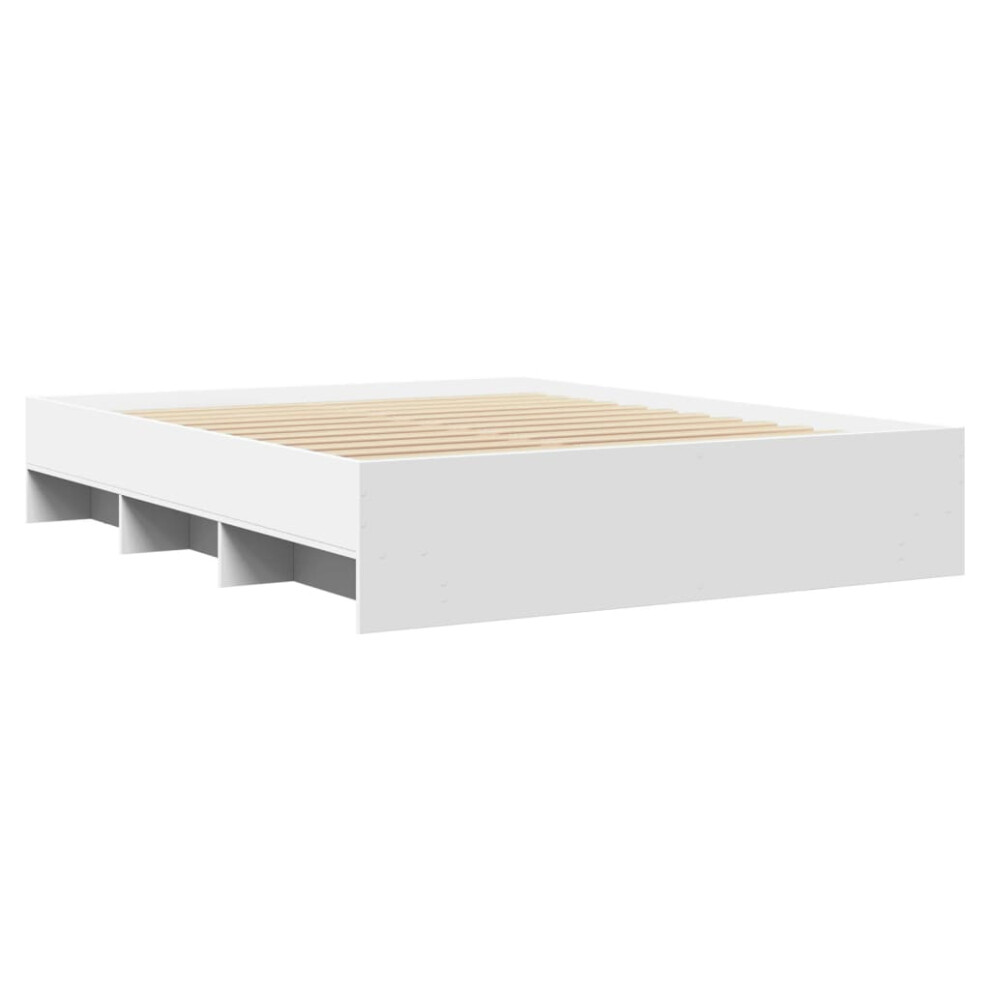 vidaXL Bed Frame Bed Base Bedstead White 150x200 cm King Size Engineered Wood