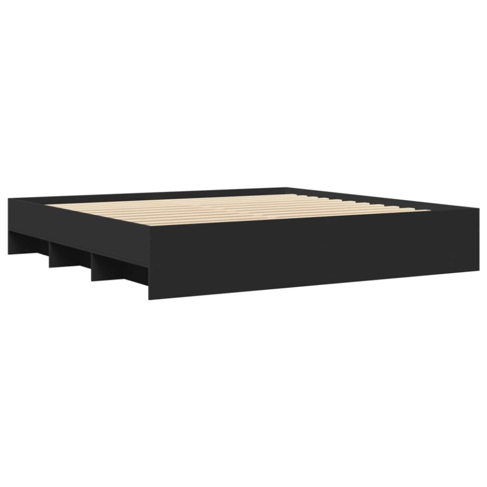 vidaXL Bed Frame Bed Base Bedstead Black 180x200 cm King Size Engineered Wood