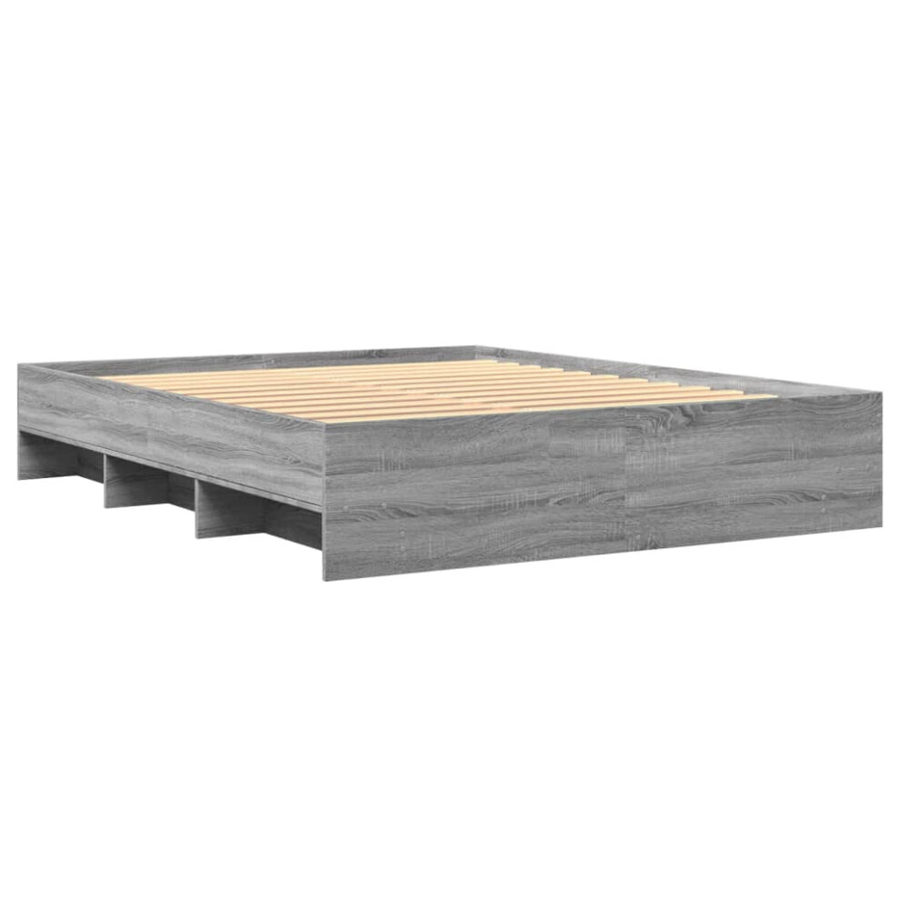 vidaXL Bed Frame Bed Base Bedstead Grey Sonoma 160x200 cm Engineered Wood