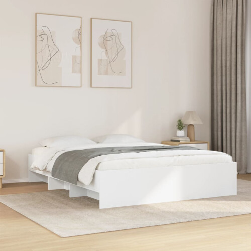VidaXL vidaXL Bed Frame Bed Base Bedstead White 150x200 cm King Size Engineered Wood 2