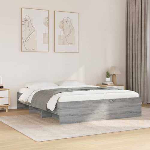 VidaXL vidaXL Bed Frame Bed Base Bedstead Grey Sonoma 160x200 cm Engineered Wood 2