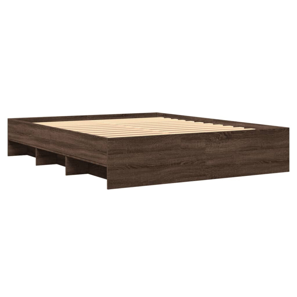 vidaXL Bed Frame Home Bed Base Brown Oak 150x200 cm King Size Engineered Wood