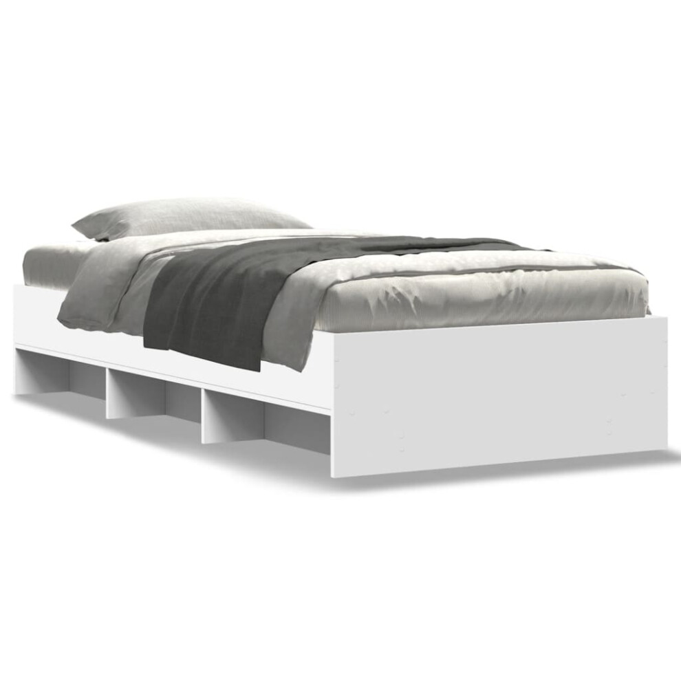 Vidaxl Bed Frame Bed Base Mattress Foundation White 100X200 Cm Engineered Wood