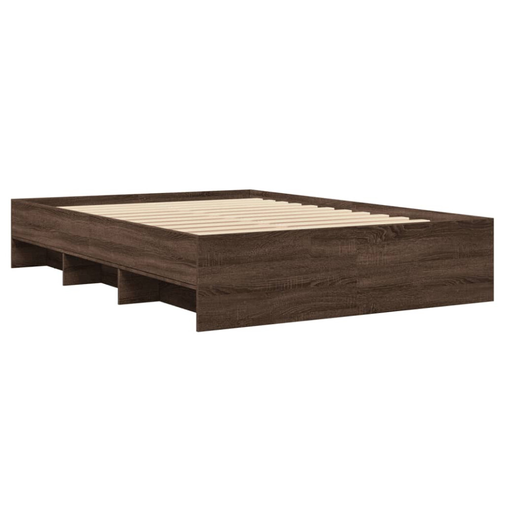 Vidaxl Bed Frame Bed Base Home Bedstead Brown Oak 140X200 Cm Engineered Wood