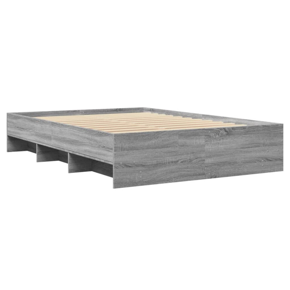 vidaXL Bed Frame Bed Base Bedstead Grey Sonoma 120x200 cm Engineered Wood