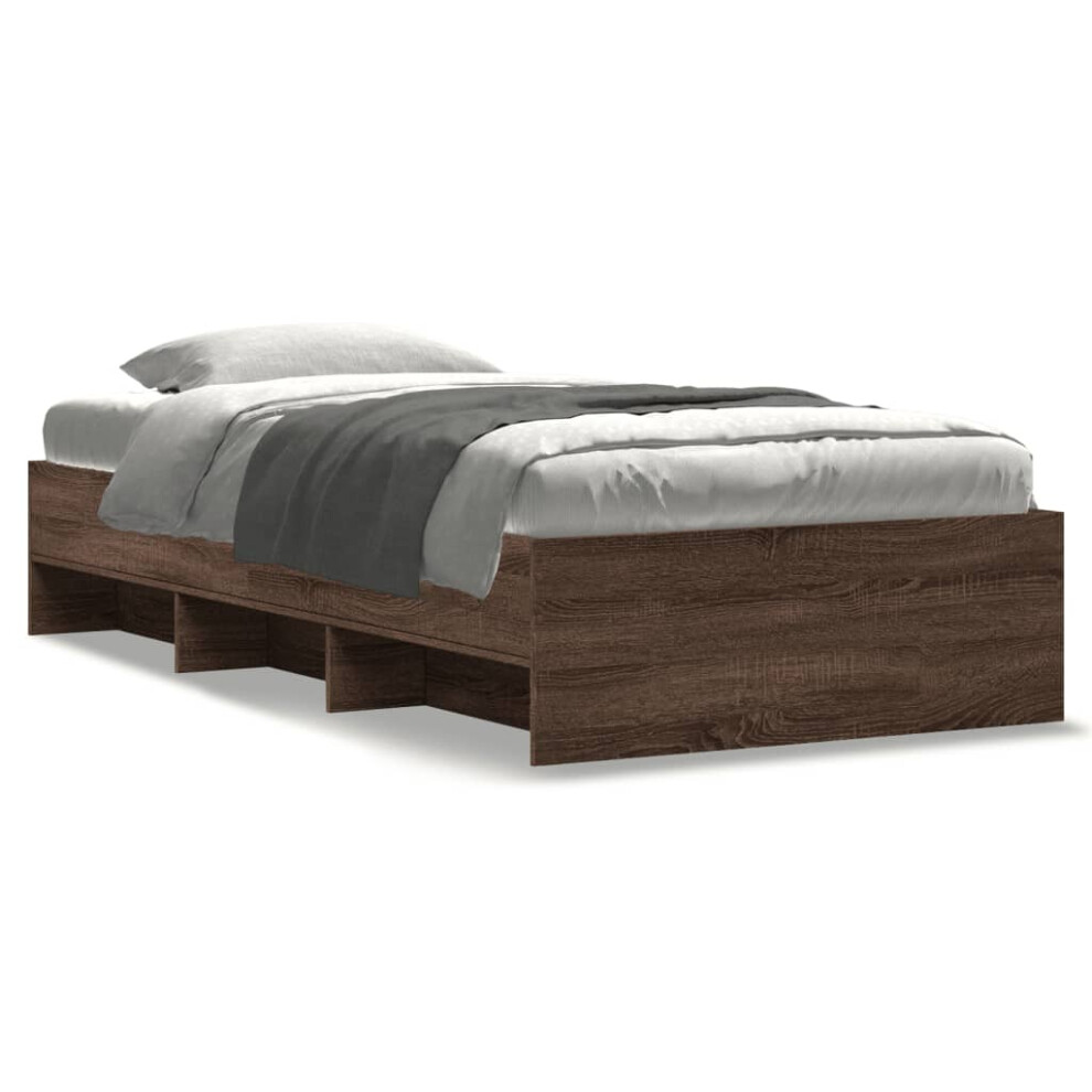 vidaXL Bed Frame Bed Base Home Bedstead Brown Oak 100x200 cm Engineered Wood