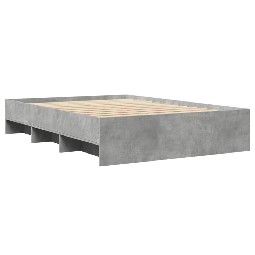 vidaXL Bed Frame Bed Base Bedstead Concrete Grey 140x190 cm Engineered Wood