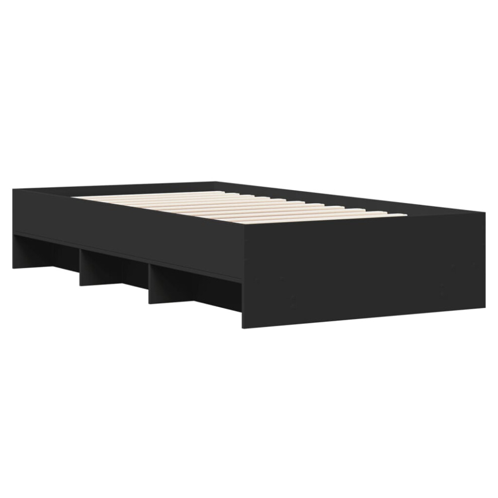 vidaXL Bed Frame Bed Base Bedstead Black 90x190 cm Single Engineered Wood