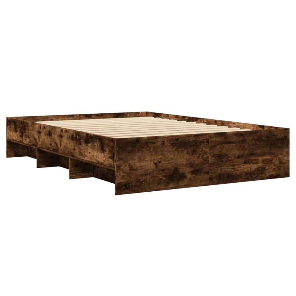Vidaxl Bed Frame Bed Base Smoked Oak 120X190 Cm Small Double Engineered Wood
