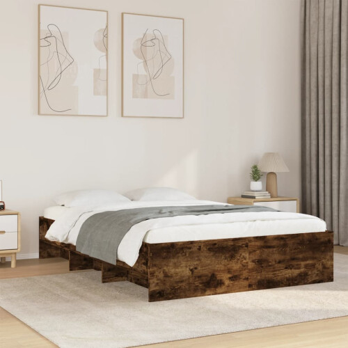 VidaXL vidaXL Bed Frame Bed Base Smoked Oak 120x190 cm Small Double Engineered Wood 2