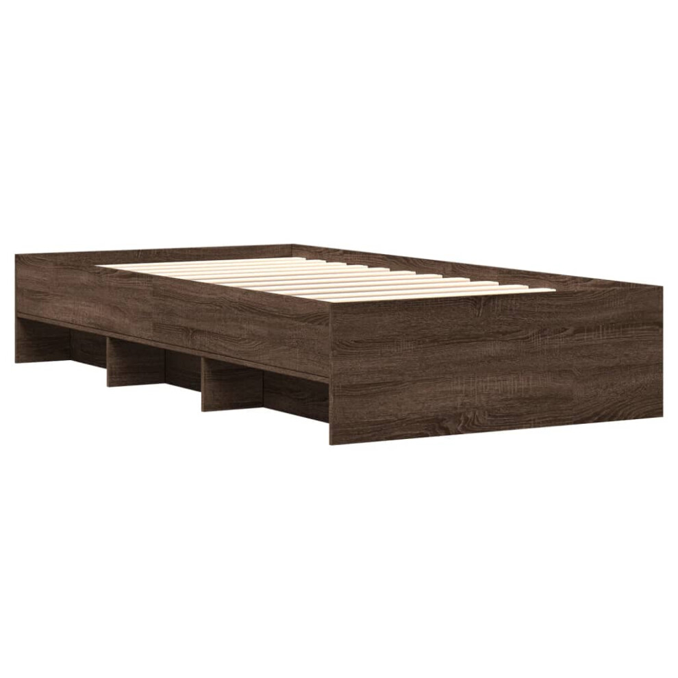 vidaXL Bed Frame Bed Base Bedstead Brown Oak 90x190 cm Single Engineered Wood