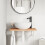 VidaXL vidaXL Basin Shelf Wall Mounted Bathroom Countertop Steel and Solid Wood Beech 3