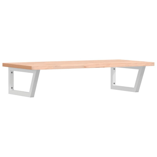 VidaXL vidaXL Basin Shelf Wall Mounted Bathroom Countertop Steel and Solid Wood Beech 1