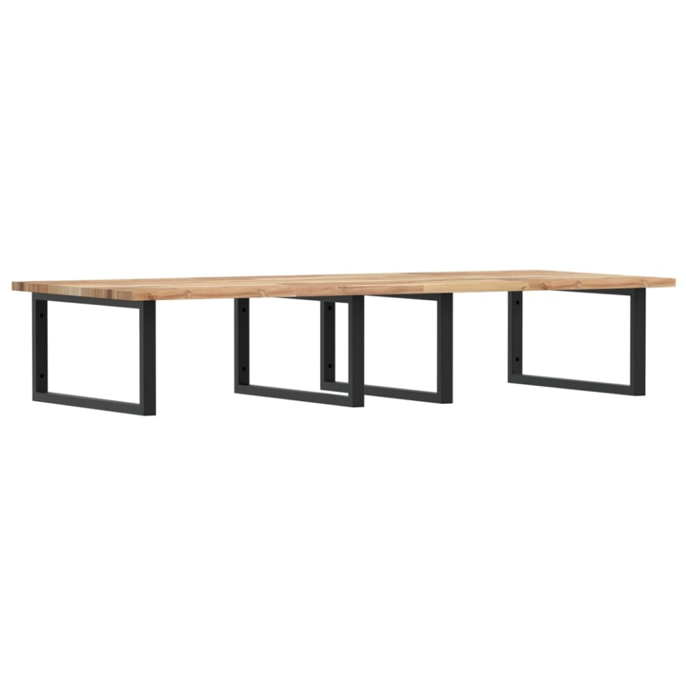 Vidaxl Basin Shelf Wall Mounted Bathroom Countertop Steel & Solid Wood Acacia