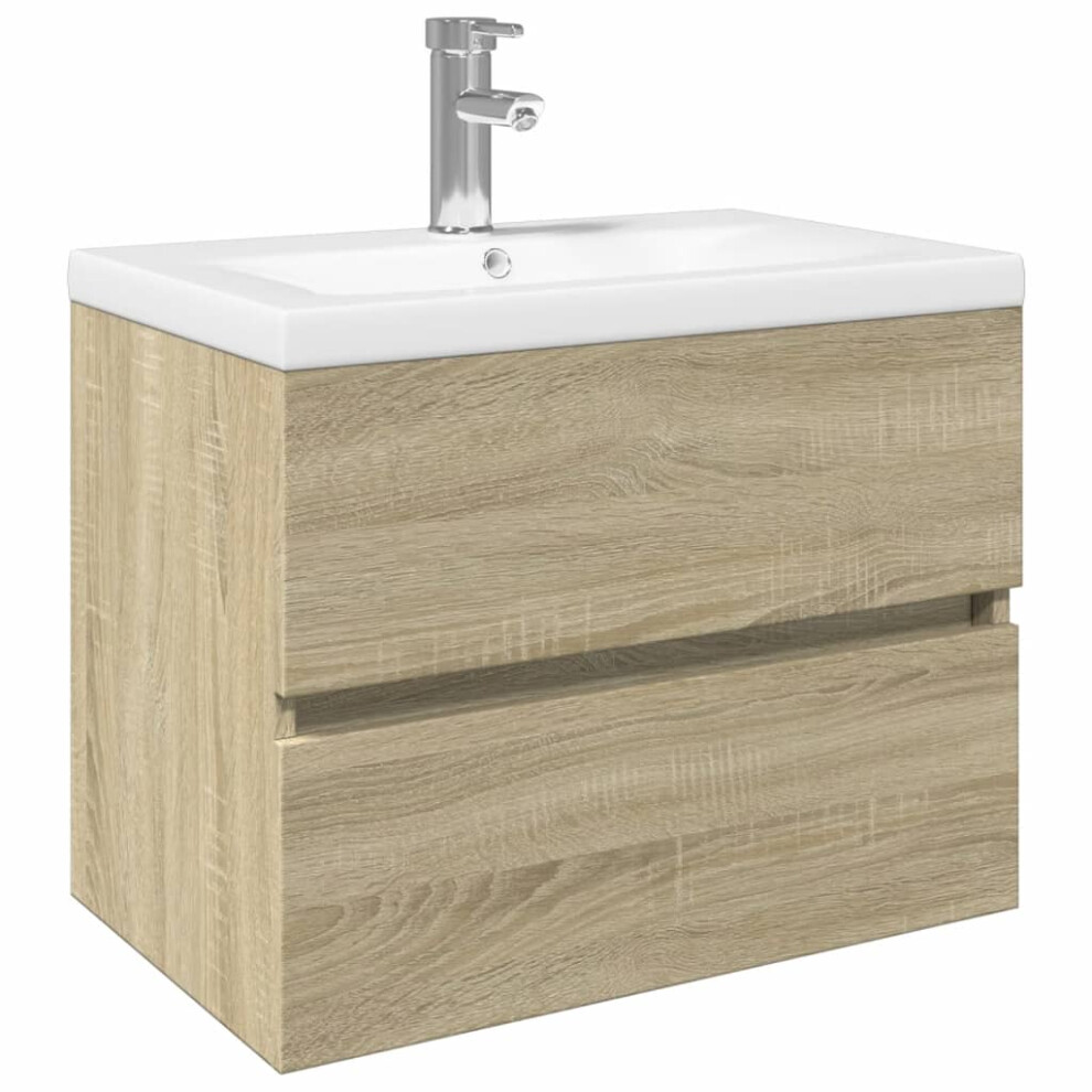 vidaXL Bathroom Furniture Set 2 Piece Sink Cabinet Ceramic and Engineered Wood