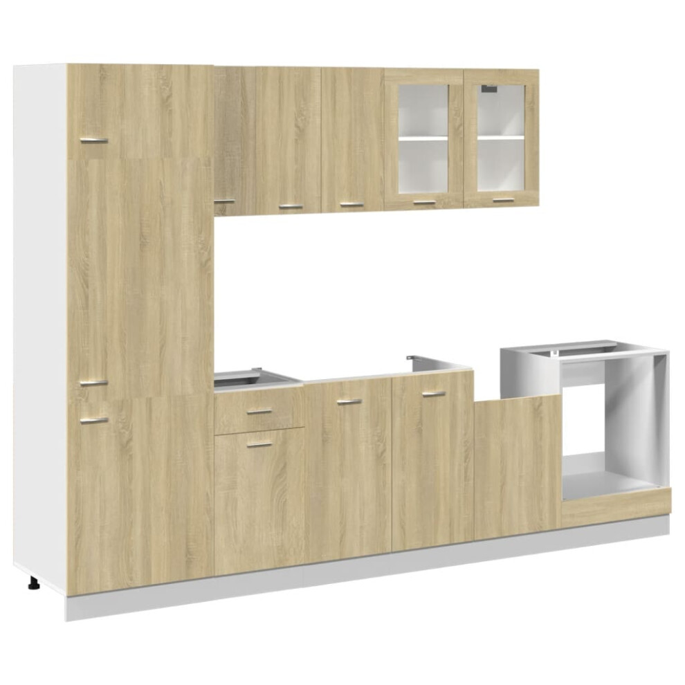 Vidaxl Kitchen Cabinet Set 8 Piece Storage Unit Sonoma Oak Engineered Wood