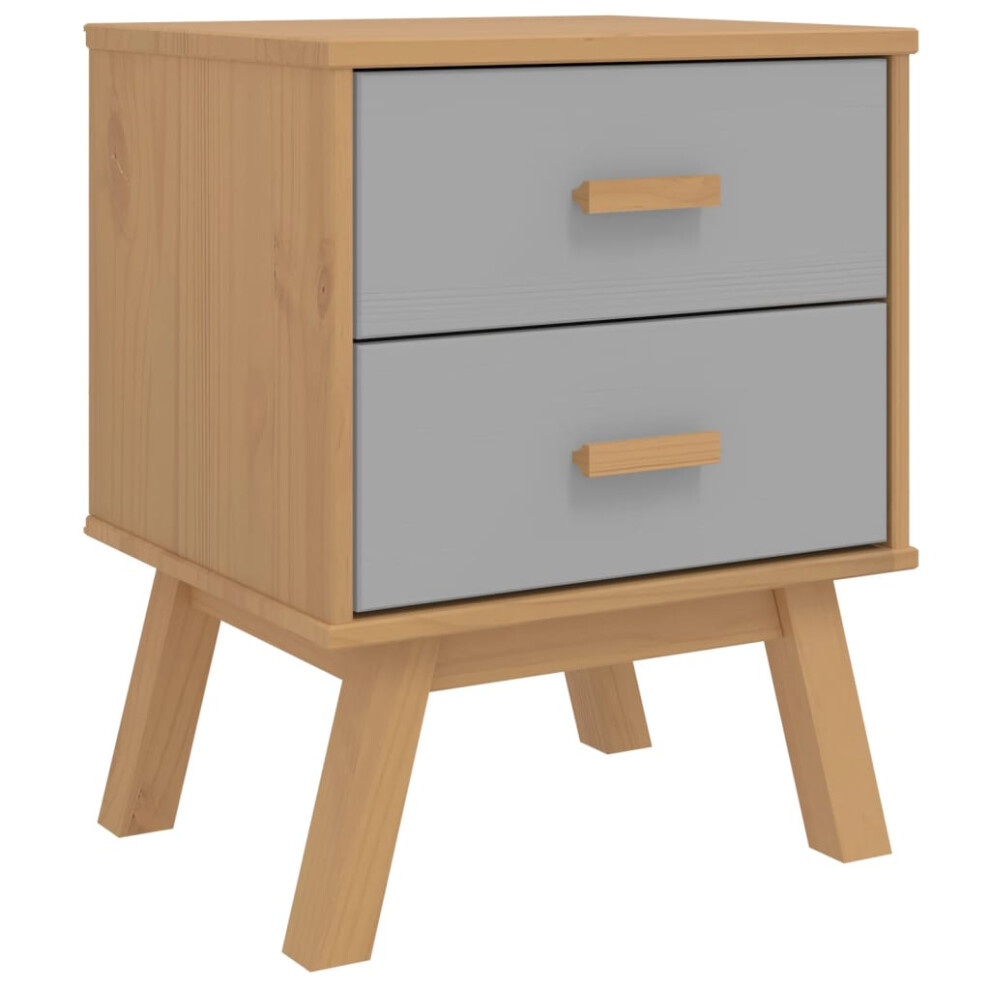 vidaXL Bedside Cabinet Nightstand Bed Table Grey and Brown Solid Wood Pine