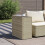 VidaXL vidaXL Garden Side Table with Glass Top Dining Table Light Grey Poly Rattan 3