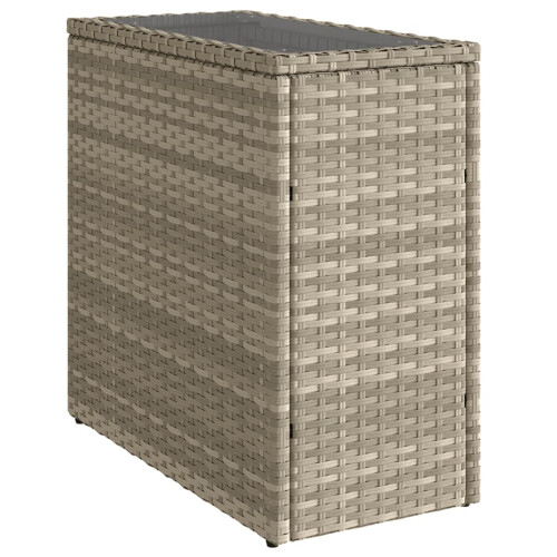 VidaXL vidaXL Garden Side Table with Glass Top Dining Table Light Grey Poly Rattan 1