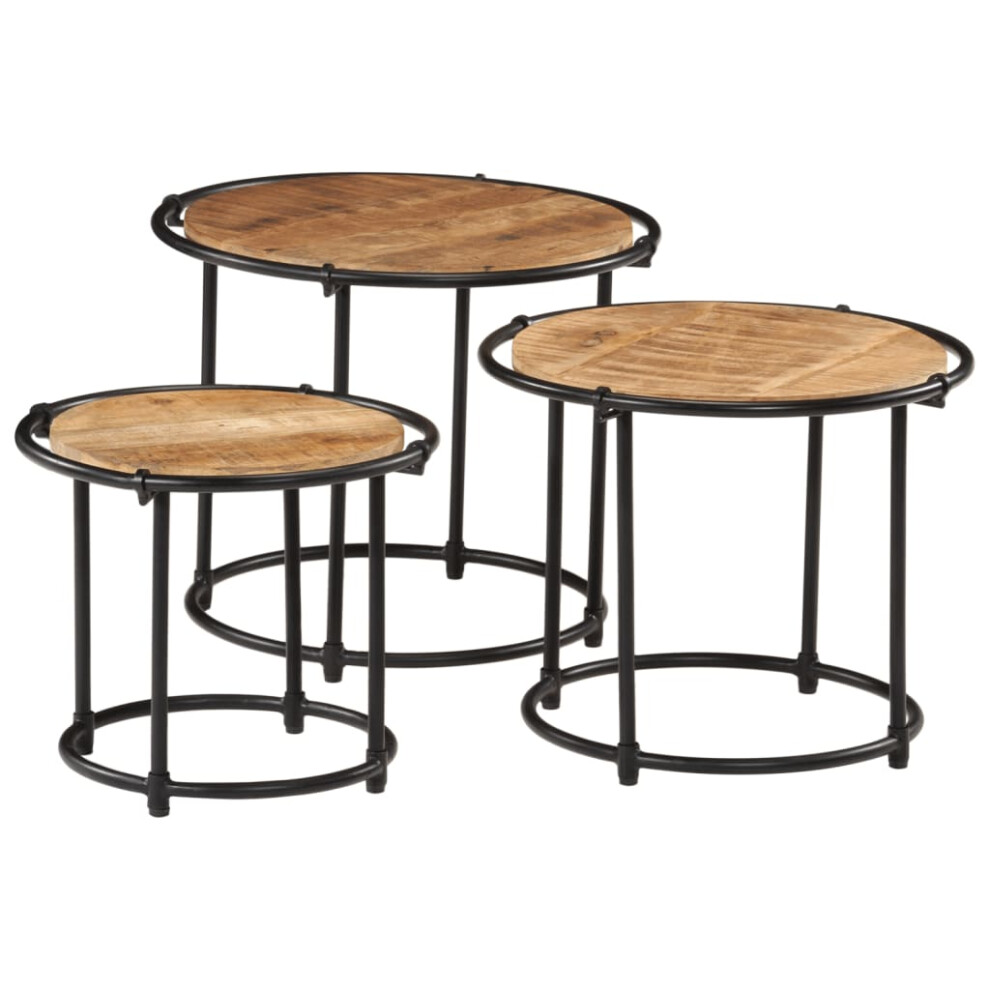 vidaXL Nesting Tables Side Table Coffee Table 3 pcs Solid Rough Wood Mango