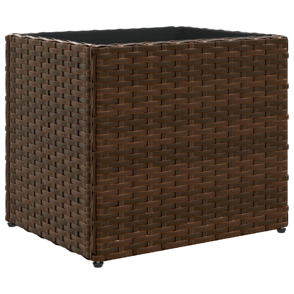 Vidaxl Garden Planter Outdoor Flower Pot Patio Planter Pot Brown Poly Rattan