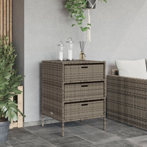 VidaXL vidaXL Gartenschrank Grau 55x59x80 cm Poly Rattan 2