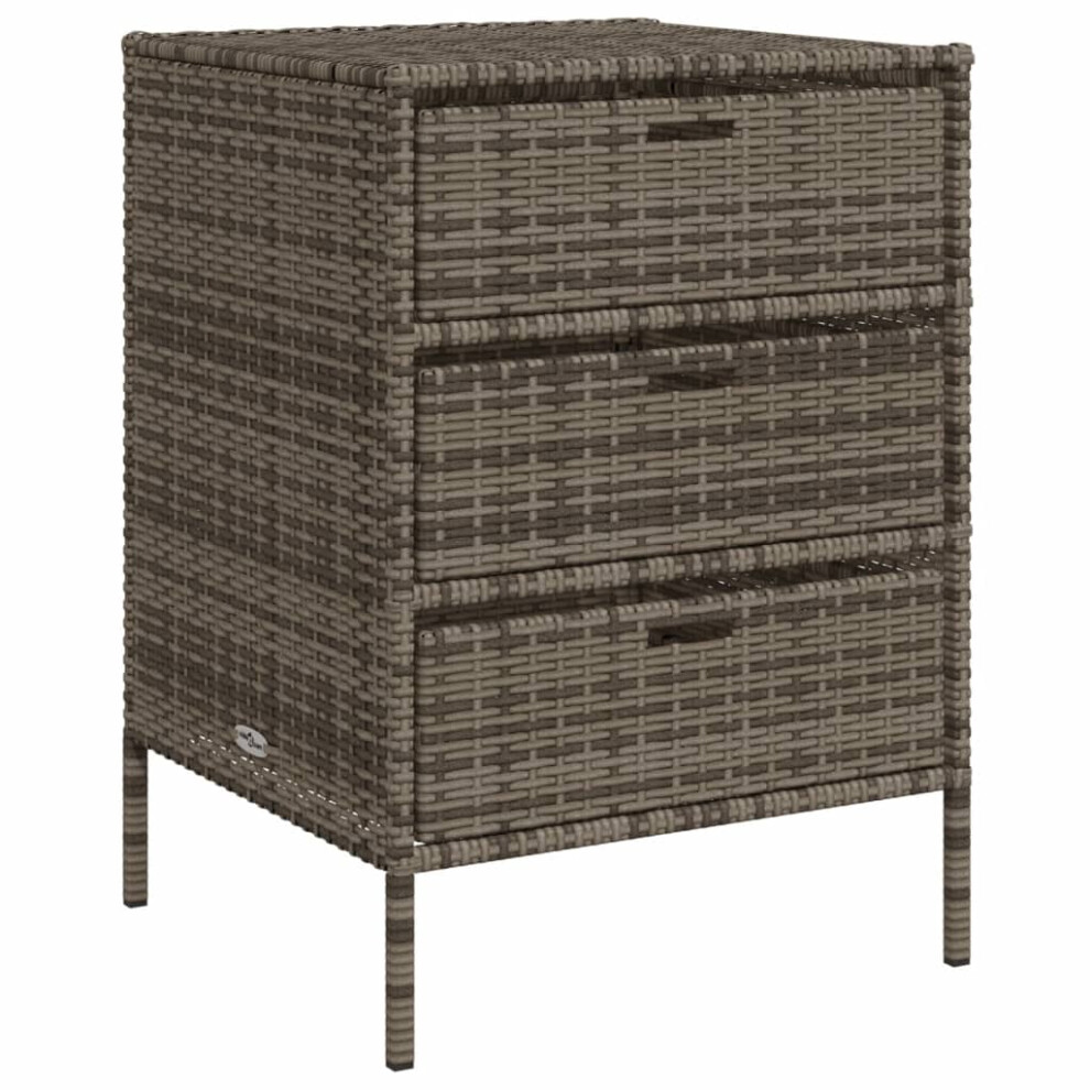 Vidaxl Garden Storage Cabinet Outdoor Storage Box Cupboard Grey Poly Rattan