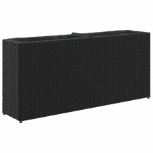 vidaXL Garden Planter with 2 Pots Flower Pot Planter Pot Black Poly Rattan