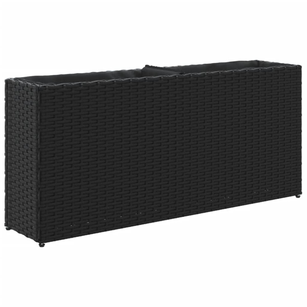 Vidaxl Garden Planter With 2 Pots Flower Pot Planter Pot Black Poly Rattan