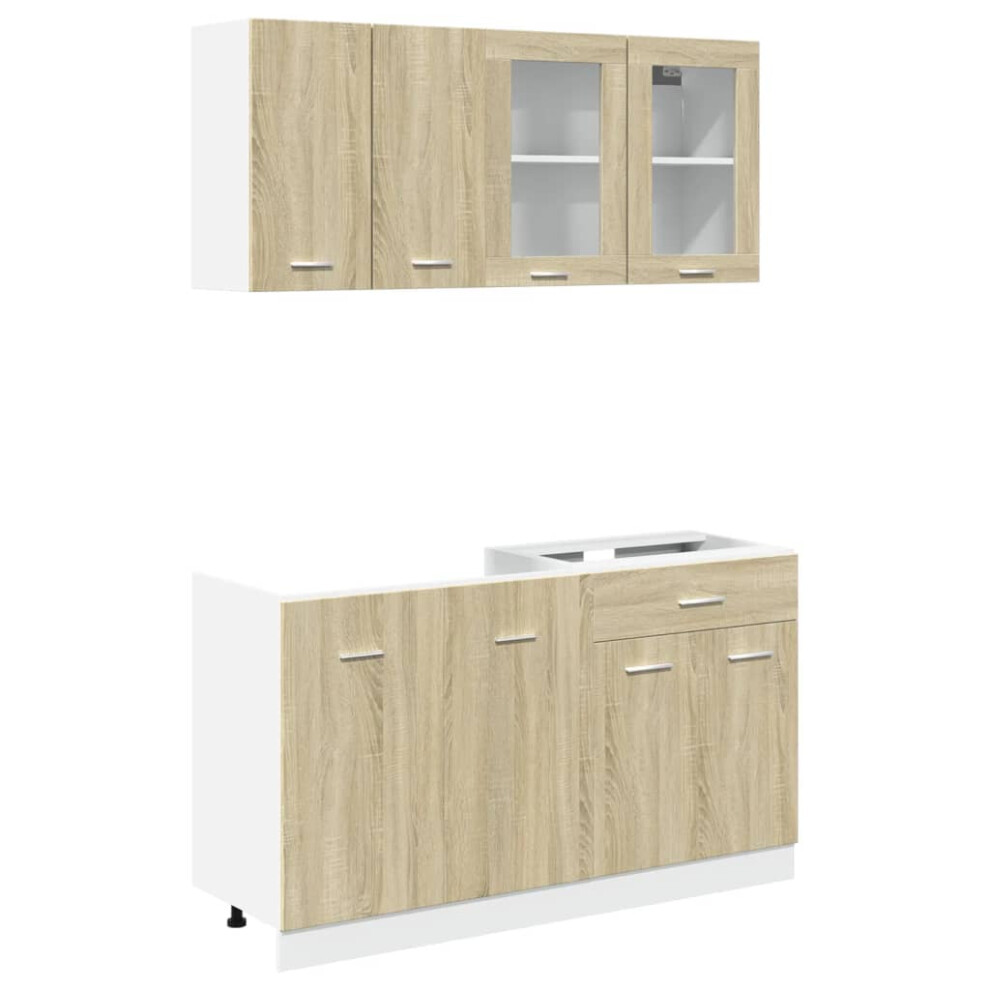 vidaXL Kitchen Cabinet Set 4 Piece Storage Unit Sonoma Oak Engineered Wood