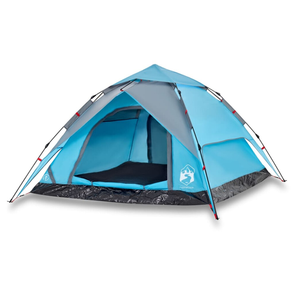 vidaXL Camping Tent Dome 4-Person Lightweight Dome Tent Blue Quick Release