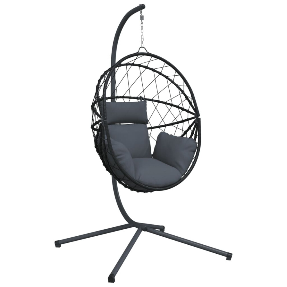 vidaXL Hanging Egg Chair with Stand Hammock Chair Anthracite Rattan and Steel