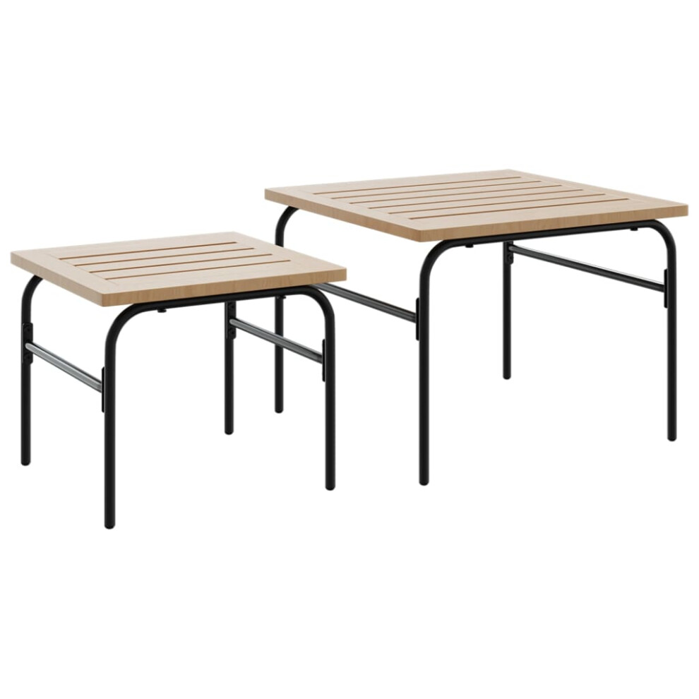 vidaXL Garden Nest of Coffee Tables Nesting Table 2 pcs Brown and Black Steel