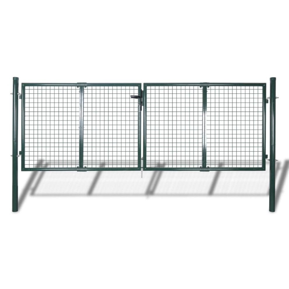 vidaXL Garden Fence Gate 289x100cm/306x150cm Steel Green Patio Wall Grill Door