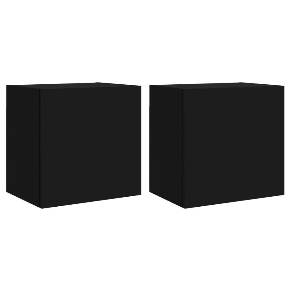 vidaXL TV Wall Cabinets Wall Mounted TV Units 2 pcs Black Engineered Wood