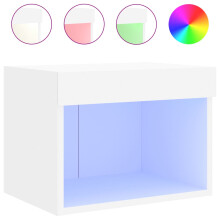 vidaXL Bedside Cabinet with LED Lights Wall-mounted Nightstand Bed Table White