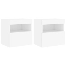vidaXL TV-Wandschränke mit LED-Leuchten 2 Stk. Weiß 40x30x40 cm