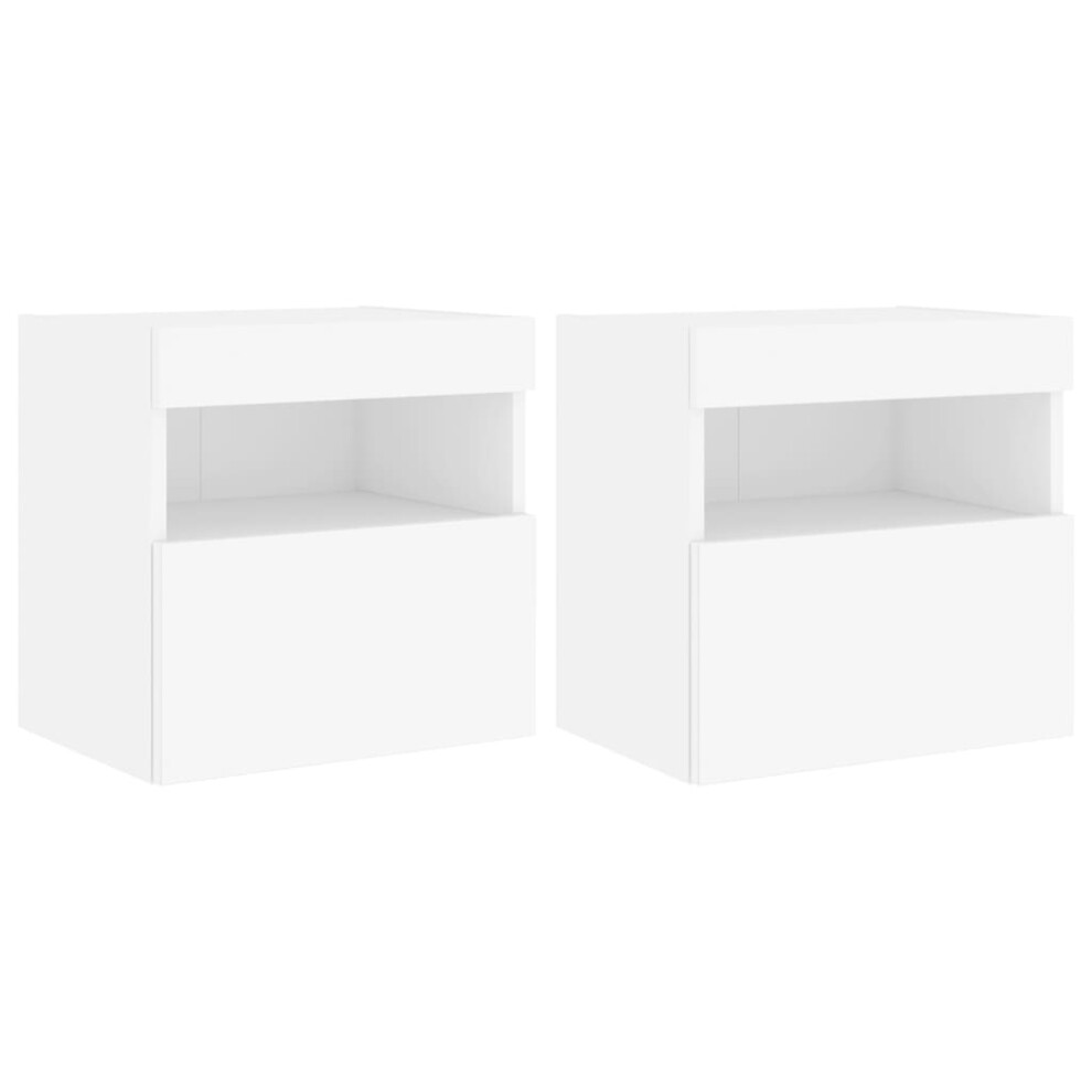 vidaXL TV Wall Cabinets with LED Lights Wall Mounted TV Units 2 pcs White