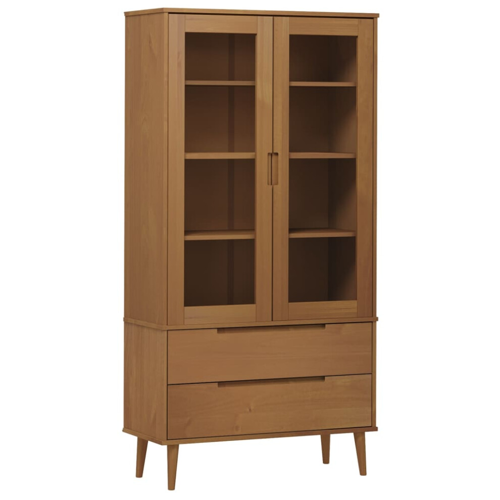 Vidaxl Vitrine Cabinet Floating Shelf Rack Wall Cabinet Brown Solid Wood Pine