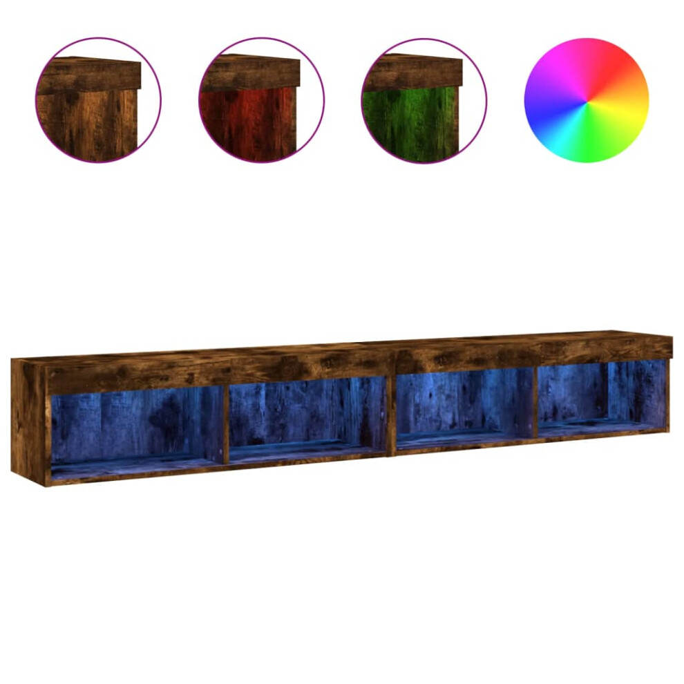 Vidaxl Tv Cabinets With Led Lights Tv Stand Cabinet Tv Unit 2 Pcs Smoked Oak