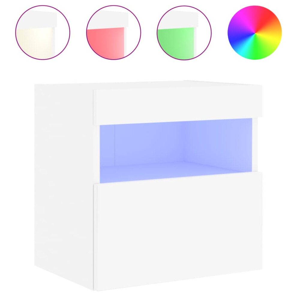 Vidaxl Tv Wall Cabinet With Led Lights Floating Wall Mounted Tv Cabinet White