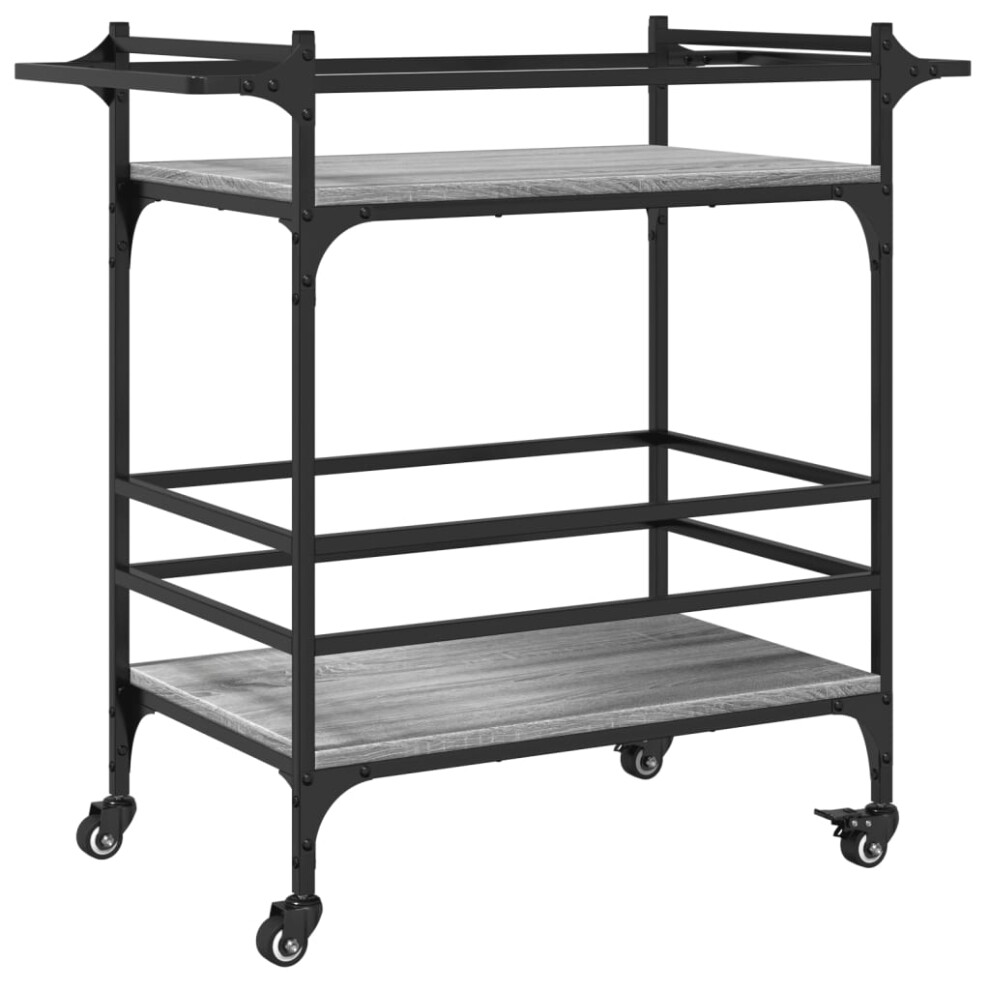 Vidaxl Kitchen Trolley Rolling Cart Storage Cart Grey Sonoma Engineered Wood