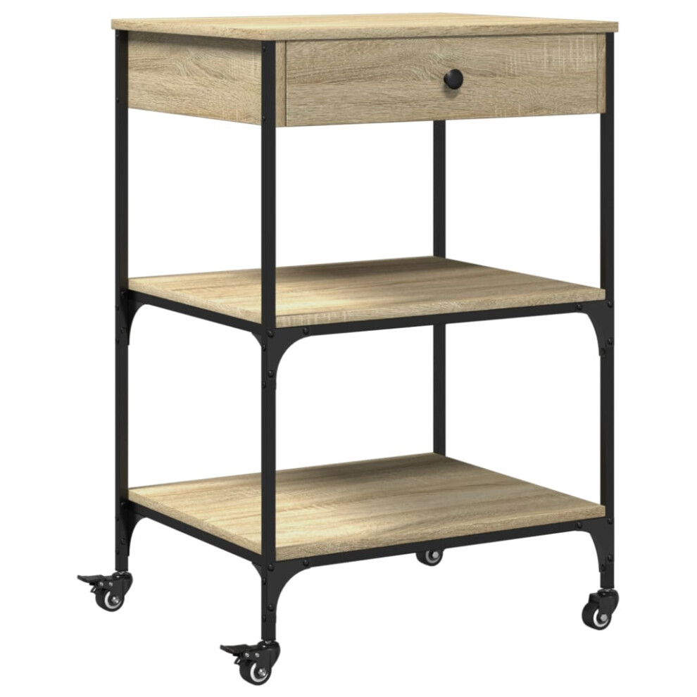 vidaXL Kitchen Trolley Rolling Cart Storage Cart Sonoma Oak Engineered Wood