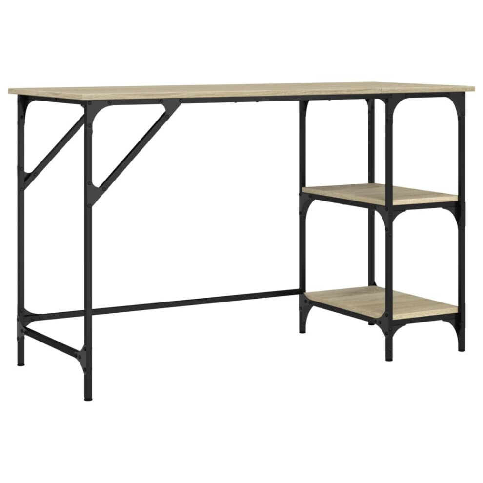 Vidaxl Desk Writing Desk Computer Desk Sonoma Oak Metal And Engineered Wood