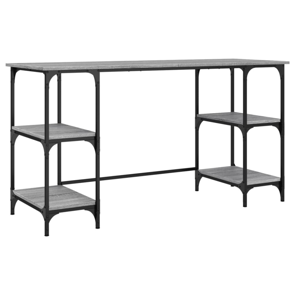 Vidaxl Desk Writing Desk Computer Desk Grey Sonoma Metal And Engineered Wood
