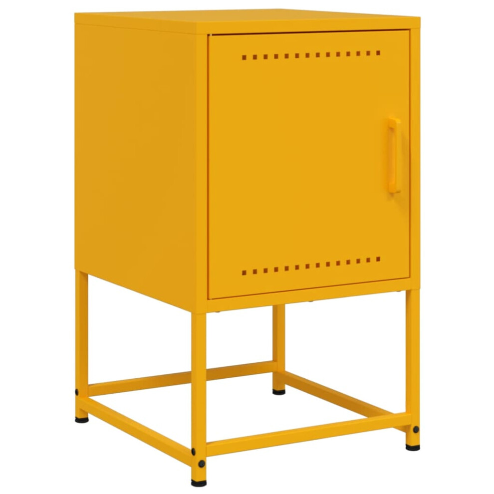 vidaXL Bedside Cabinet Nightstand Bed Table Bed Cabinet Mustard Yellow Steel