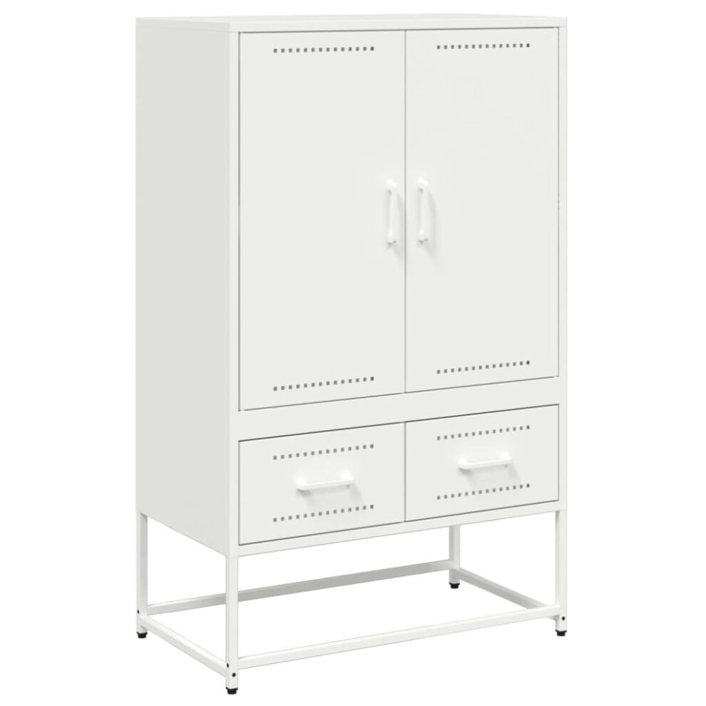 vidaXL Highboard Sideboard Cabinet Storage Cupboard White Cold-rolled Steel